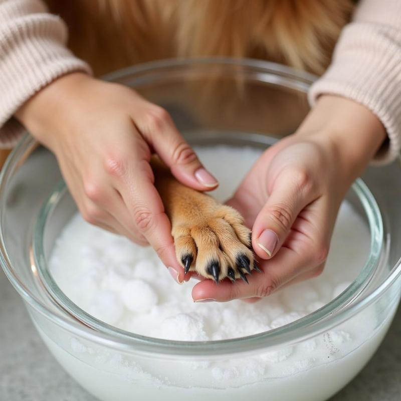 Treating a swollen dog paw