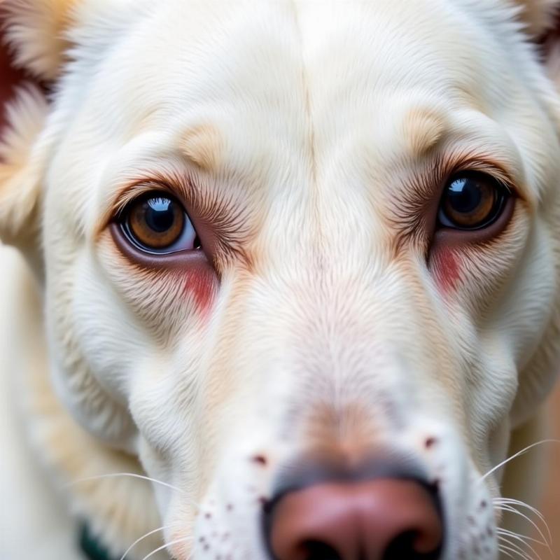 Tear Staining on a White Dog