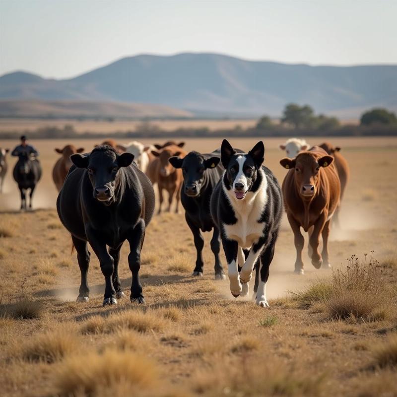 Trained Cow Dog Working Cattle