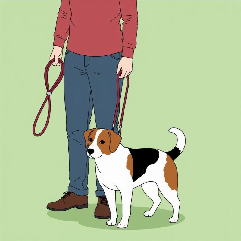 Training a dog with a two-handle leash, demonstrating the technique for close control and loose-leash walking.