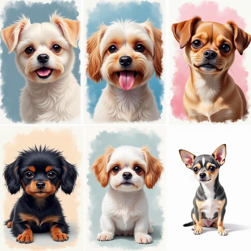 Different Styles of Small Dog Paintings