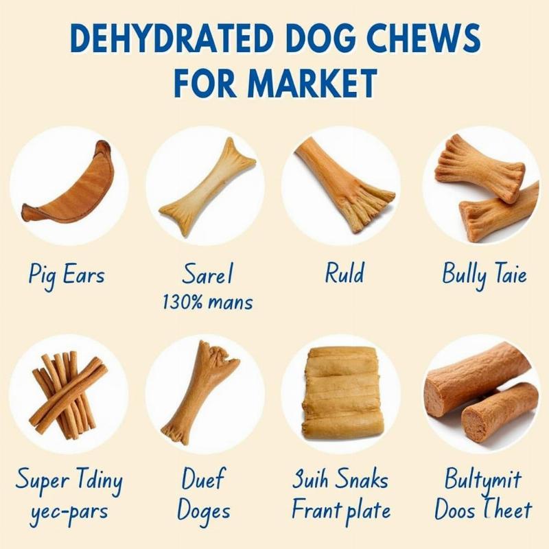 Variety of Dehydrated Dog Chews, Including Pig Ears