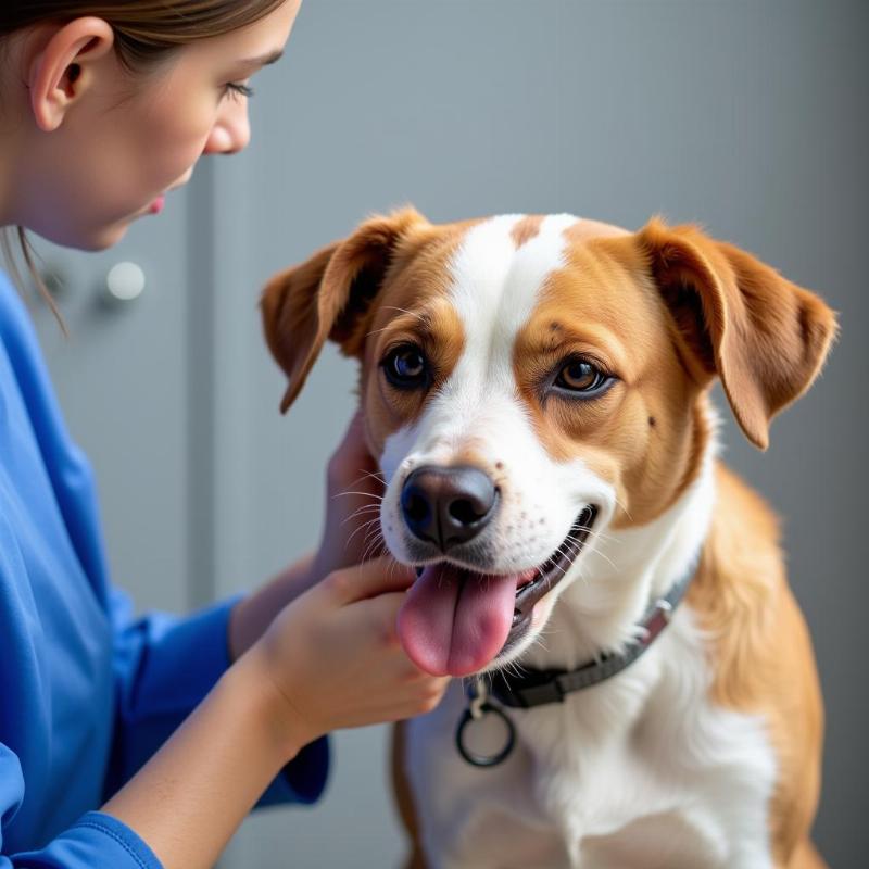 Vet Examining Dog