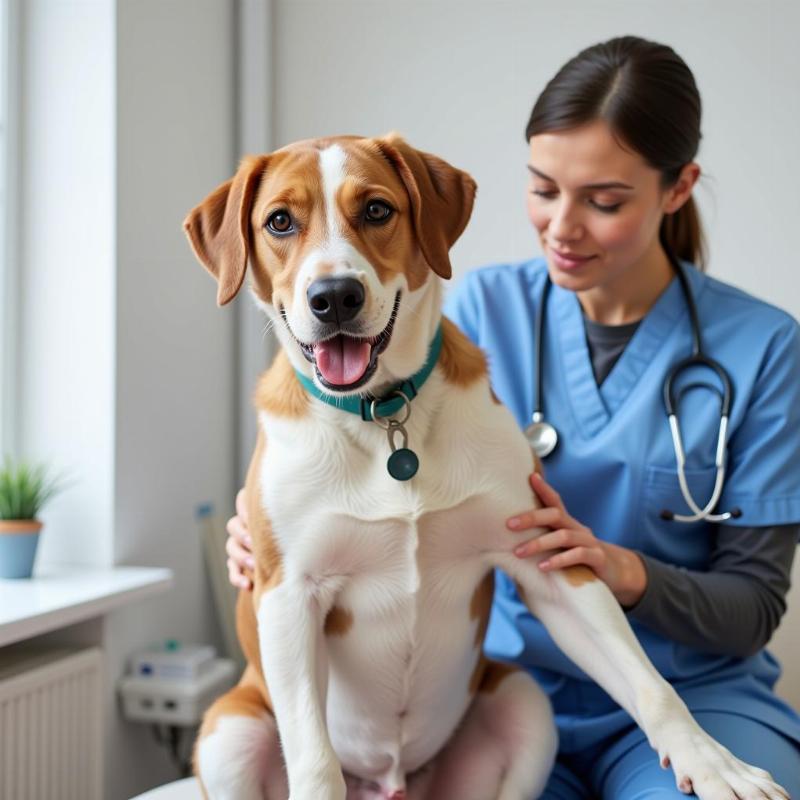 Veterinarian Examining a Dog