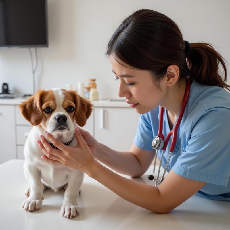 Veterinarian Examining a Dog