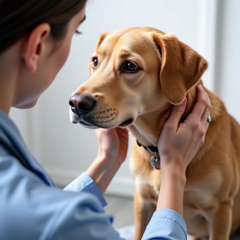 Veterinarian examining a dog