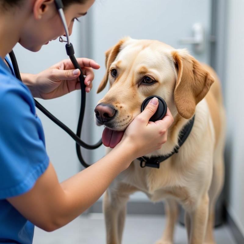 Veterinarian Examining a Dog