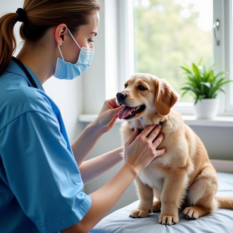 Veterinarian Examining a Dog