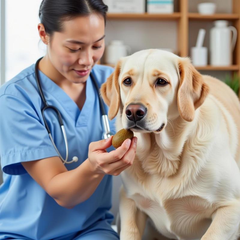 Veterinarian Examining a Dog