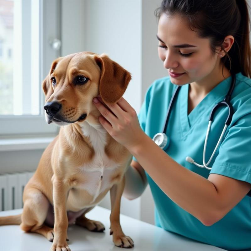 Veterinarian Examining a Dog