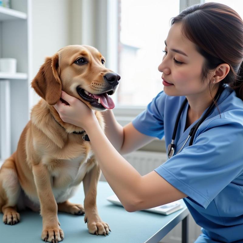 Veterinarian Examining a Dog