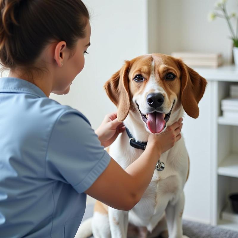 Veterinarian Examining a Dog