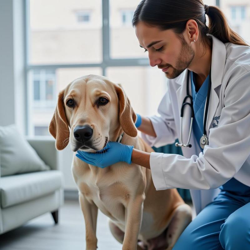 Veterinarian Examining a Dog