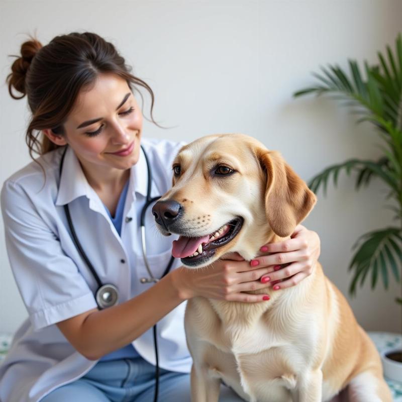 Veterinarian Examining a Dog