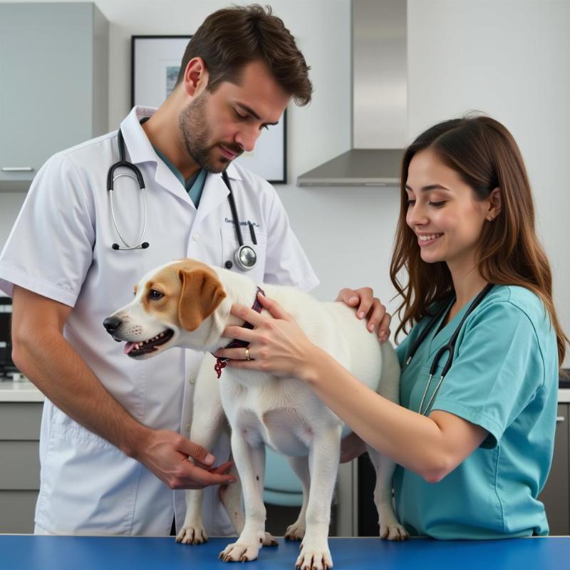 Veterinarian Examining a Dog