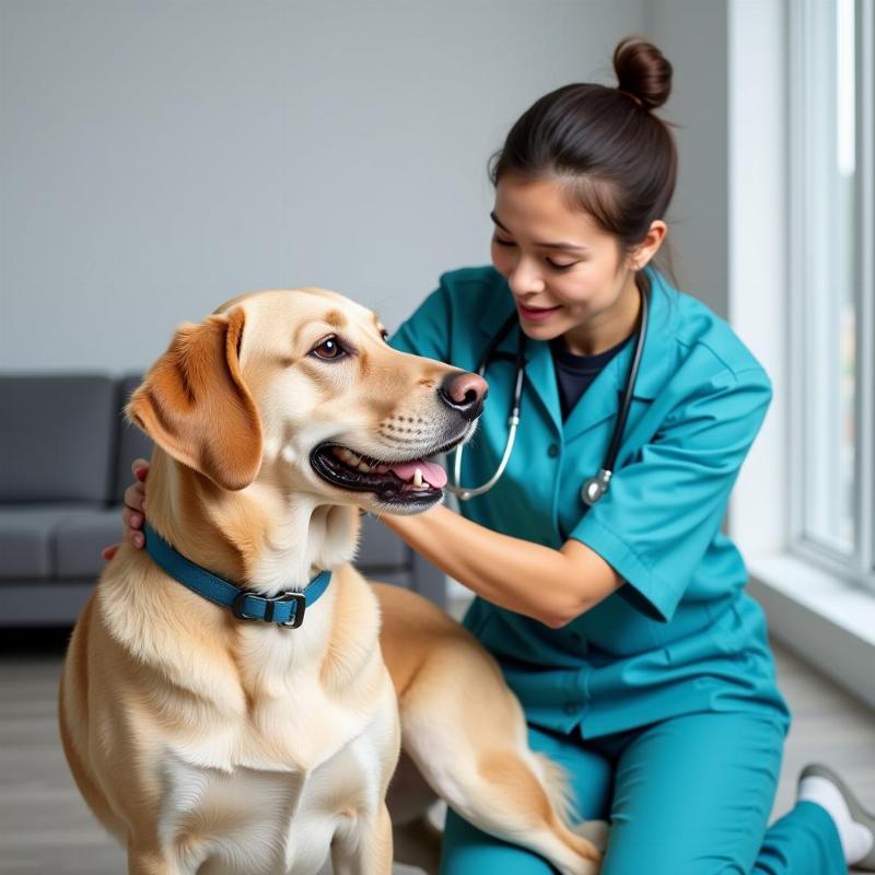 Veterinarian Examining a Dog