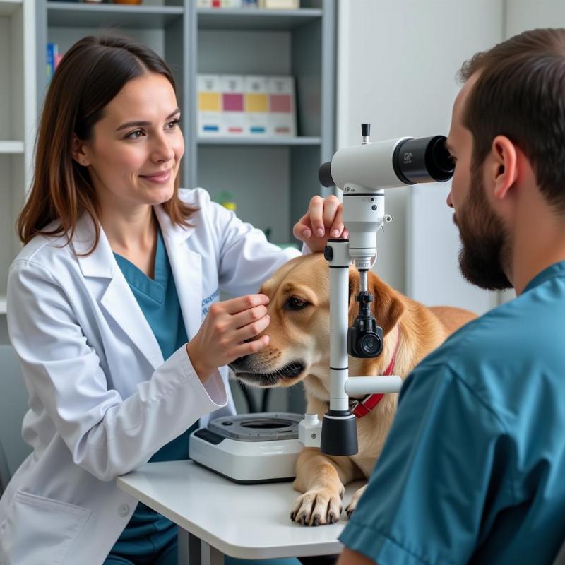 Veterinarian Examining Dog Eye