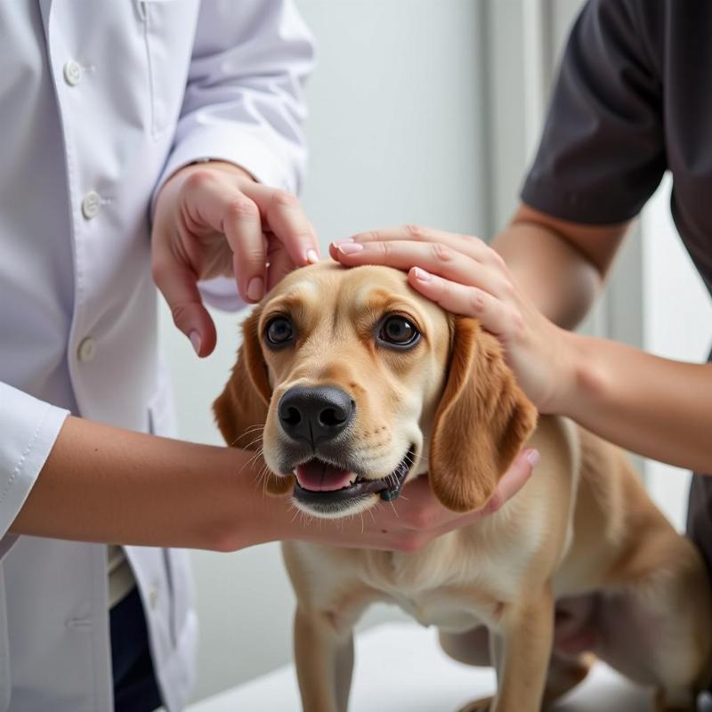 Veterinarian Examining Dog for Allergies