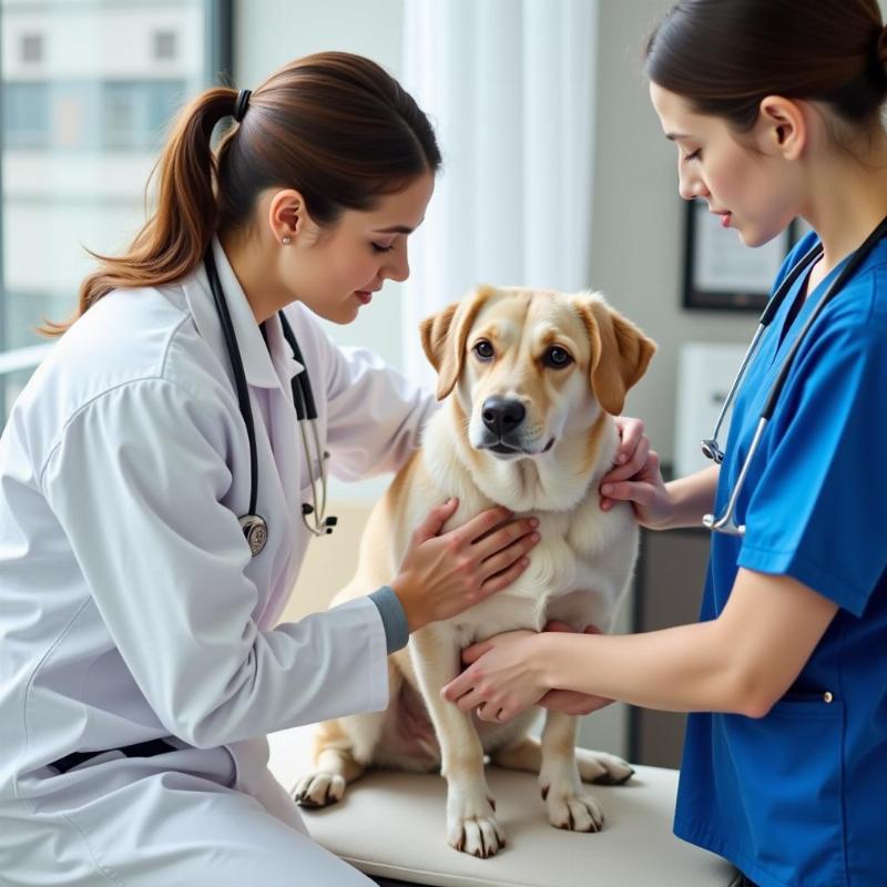 Veterinarian Examining Dog for Constipation