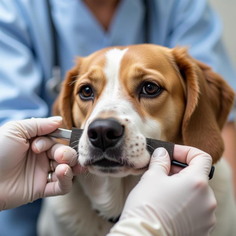 Veterinarian Checking a Dog for Parasites