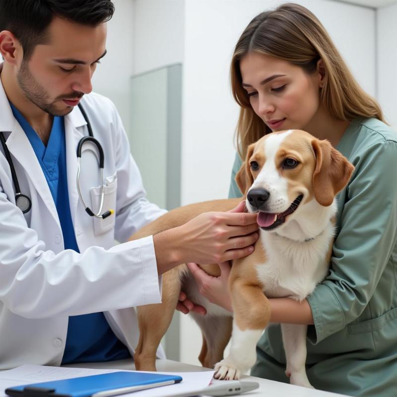 Veterinarian Examining Dog Joint