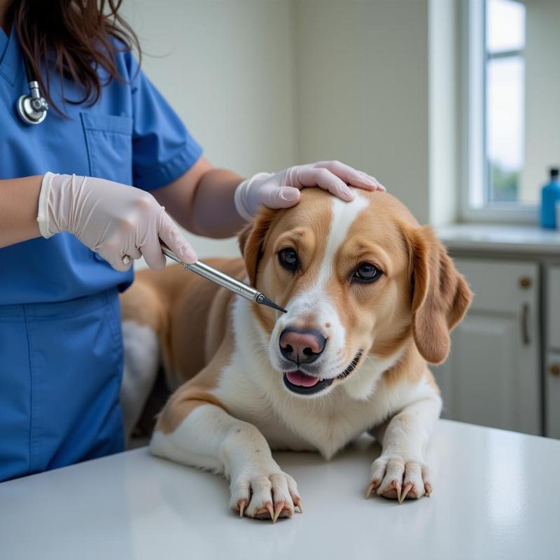 Veterinarian Examining Dog's Skin