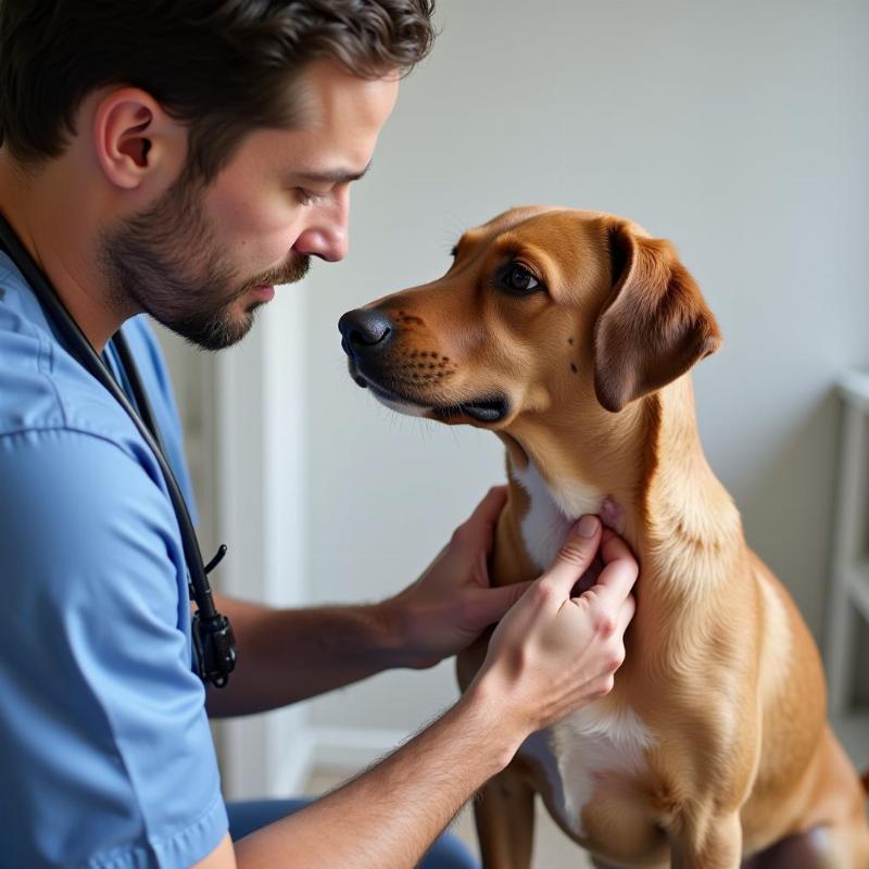 Veterinarian Examining Dog's Skin