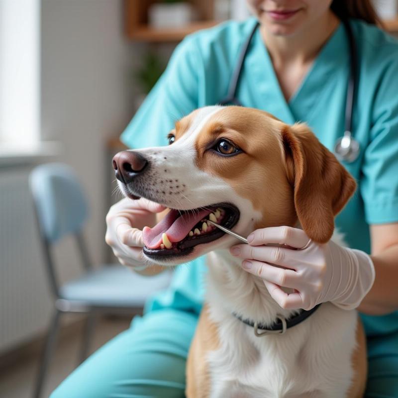 Veterinarian Examining Dog's Teeth