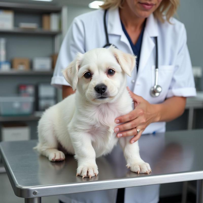 Vet checkup for a Maltese puppy