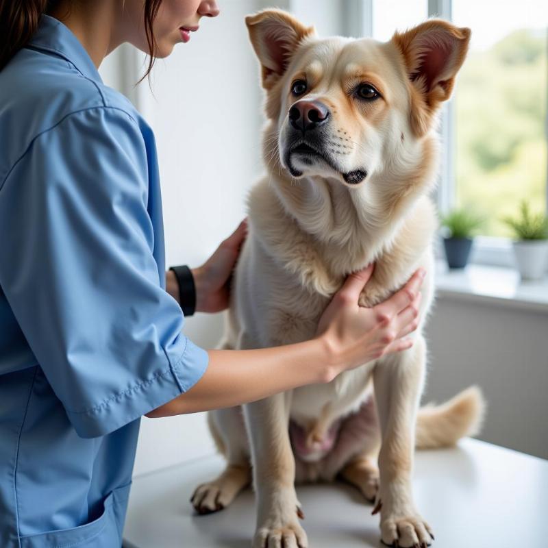 Veterinarian Examining Senior Dog