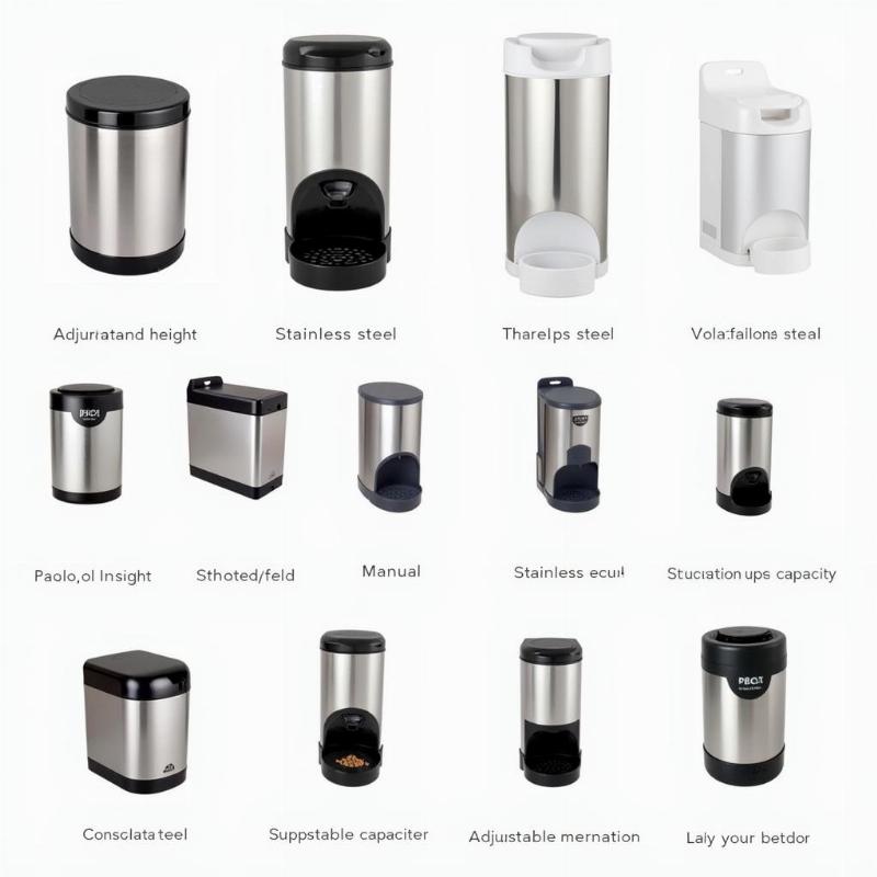 Various types of wall mounted dog food dispensers