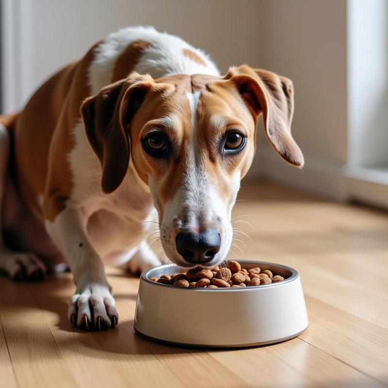 Whippet Eating Hypoallergenic Food