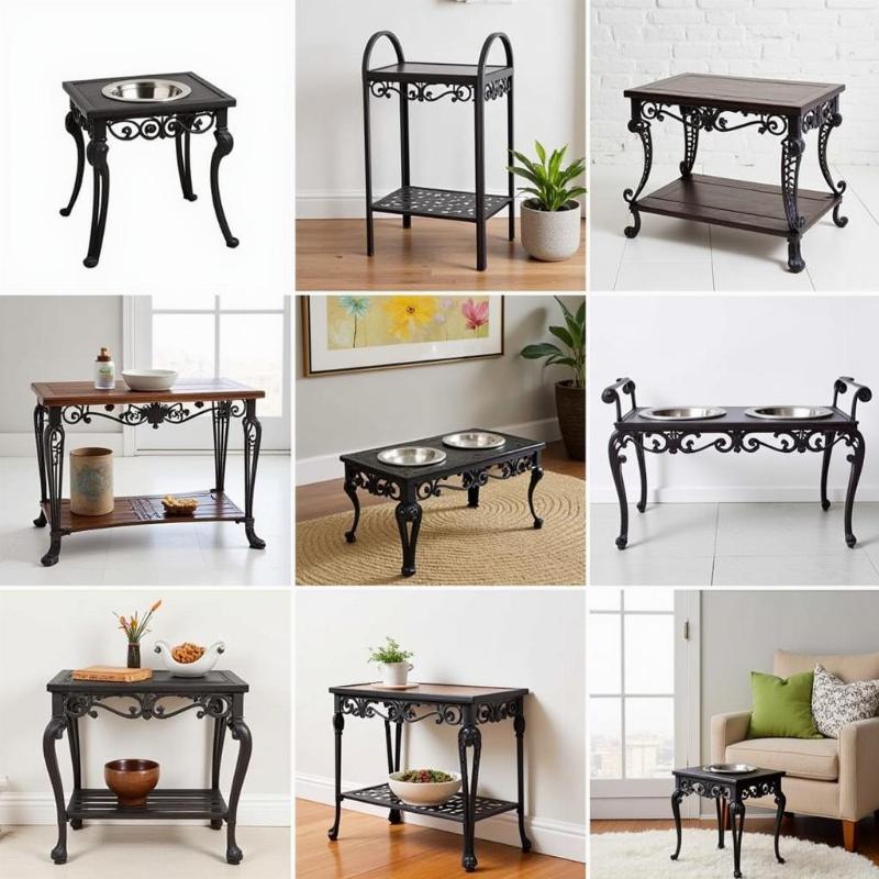 Different Styles of Wrought Iron Dog Bowl Stands