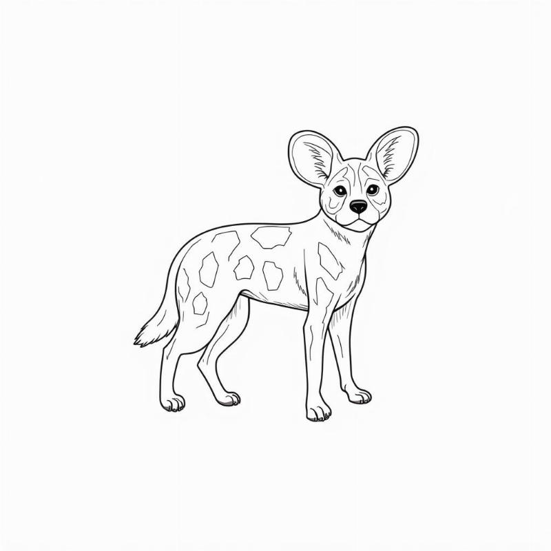 African Wild Dog Coloring Page - Simple Design