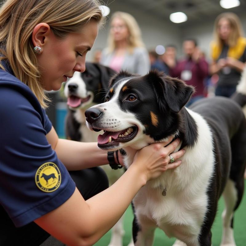 AKC Judge Evaluating a Dog