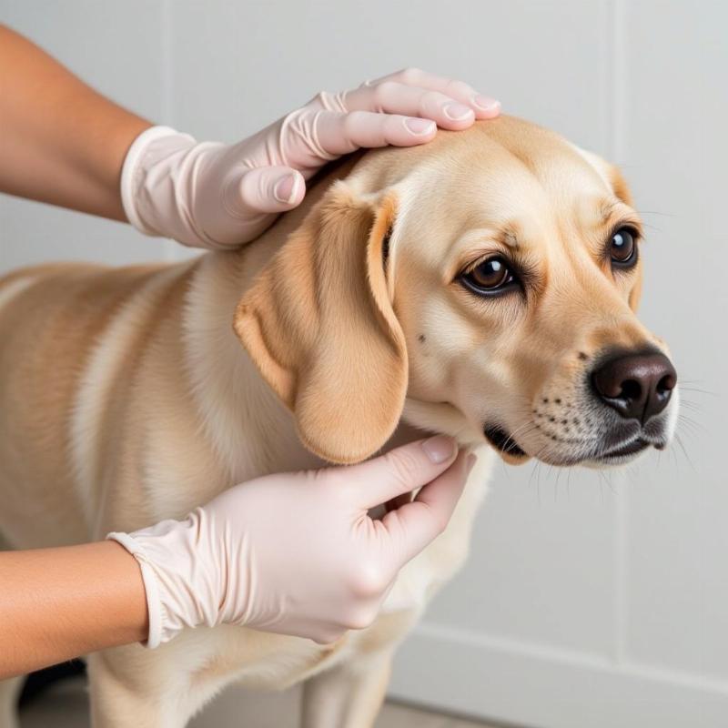 Applying Clotrimazole Cream to a Dog