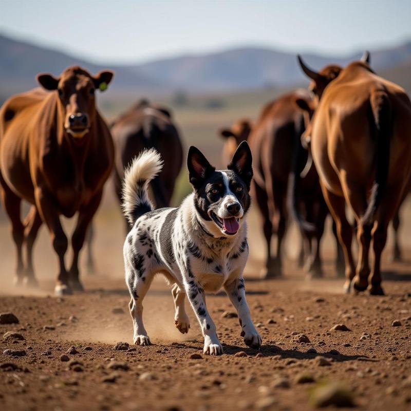 Australian Cattle Dog herding cattle