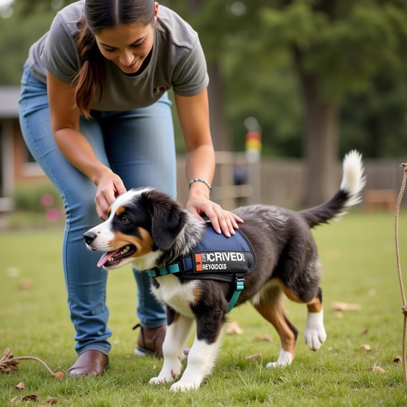 Australian Shepherd undergoing service dog training