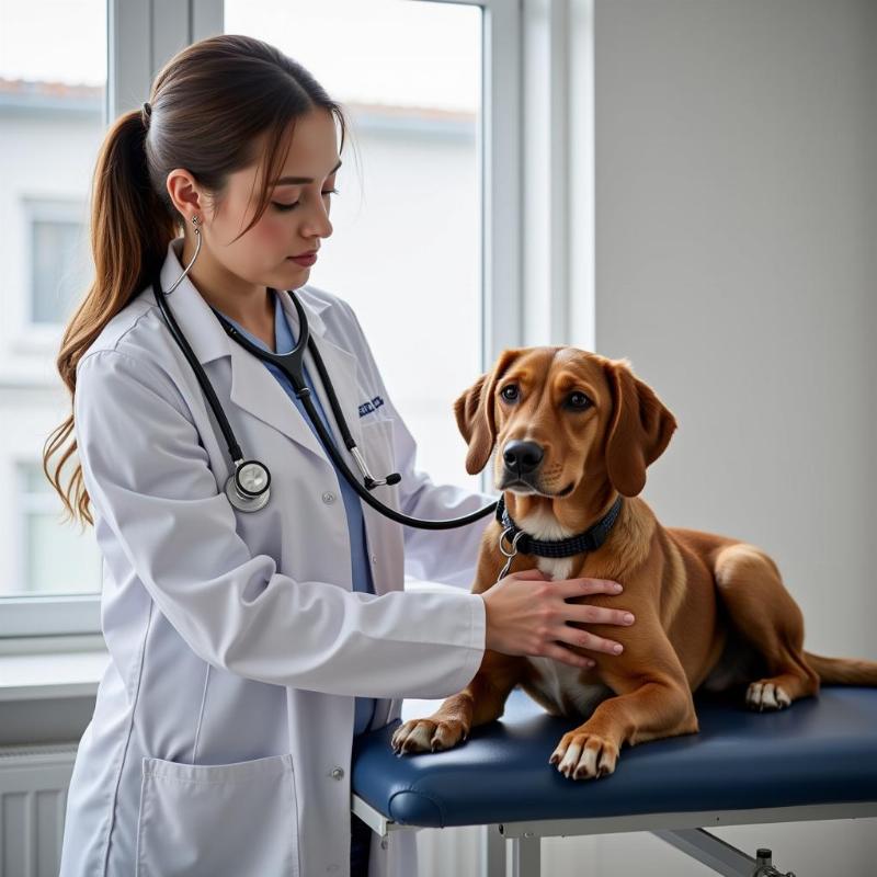 Veterinarian Examining a Dog