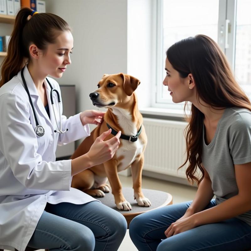 Veterinary behaviorist consulting with a dog owner