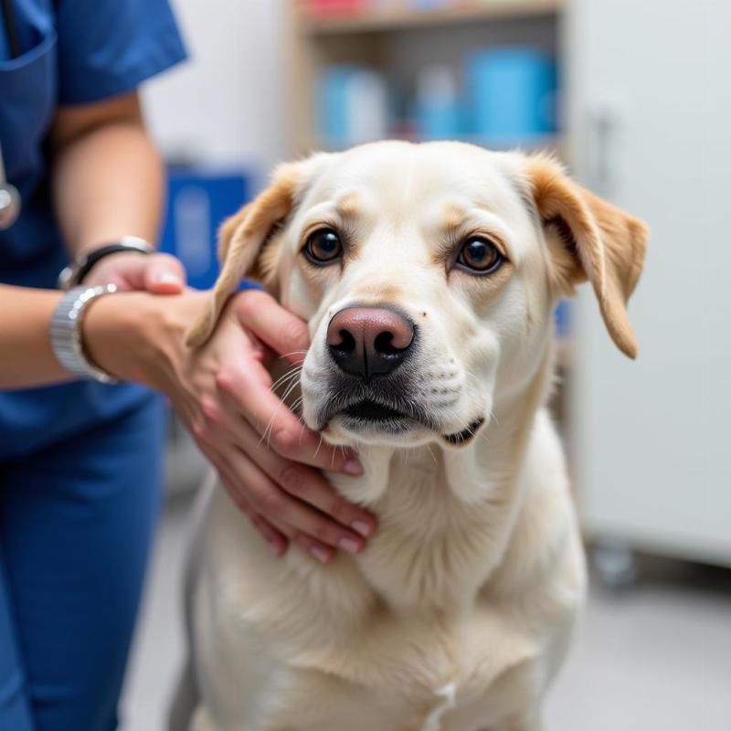 Veterinarian Examining a Dog