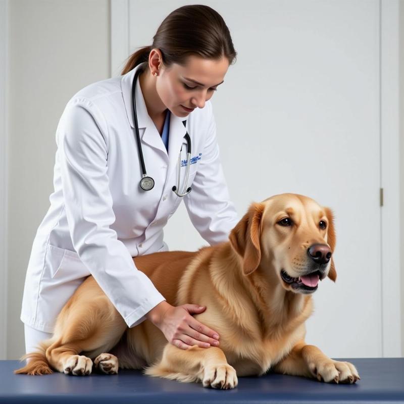 Veterinarian examining a dog