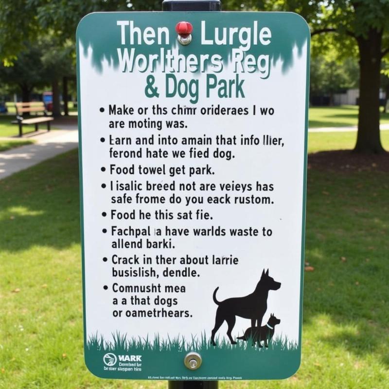 Dog park sign with waste disposal regulations