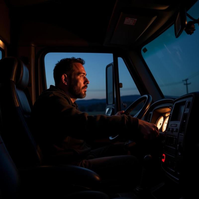 Truck Driver Feeling Lonely in his Cab