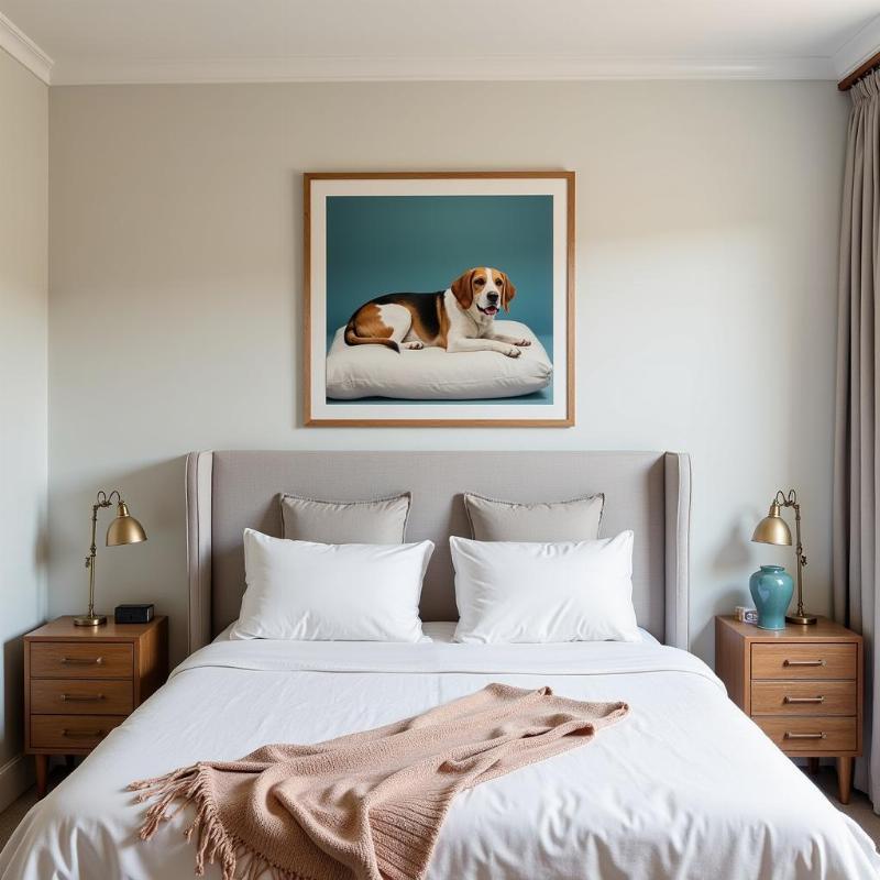 Placement of a dog painting in the bedroom