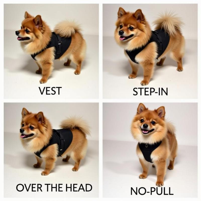 Different types of harnesses for Pomeranians