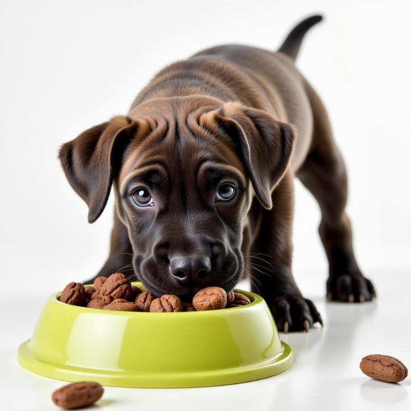 Cane Corso Puppy Enjoying a Meal