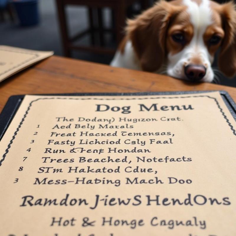 A menu featuring dog-friendly options at a Cannon Beach restaurant.