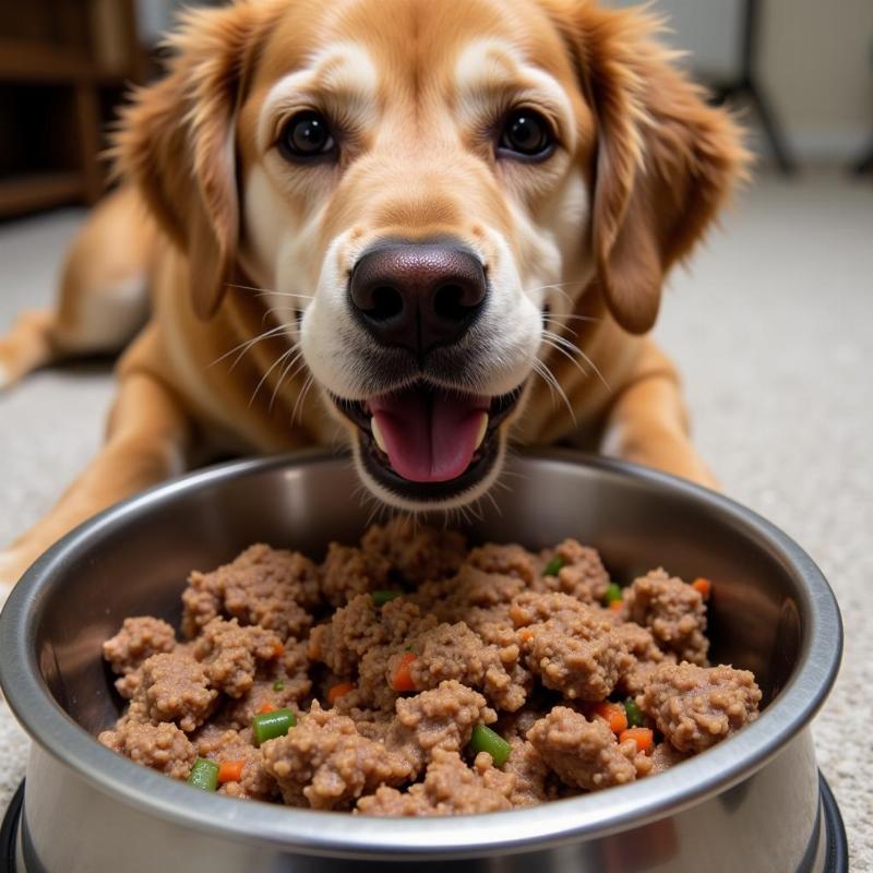 Dog Eating Ground Bison