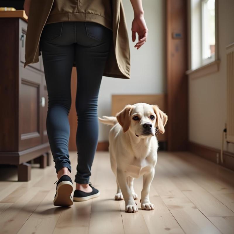 Dog following owner